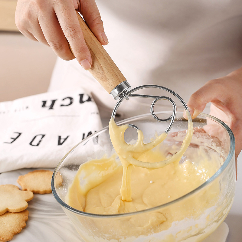 Immersion Hand Blender Set - Dänischer Teigbesen, Edelstahlbesen, Brot- und Pizzamixer,